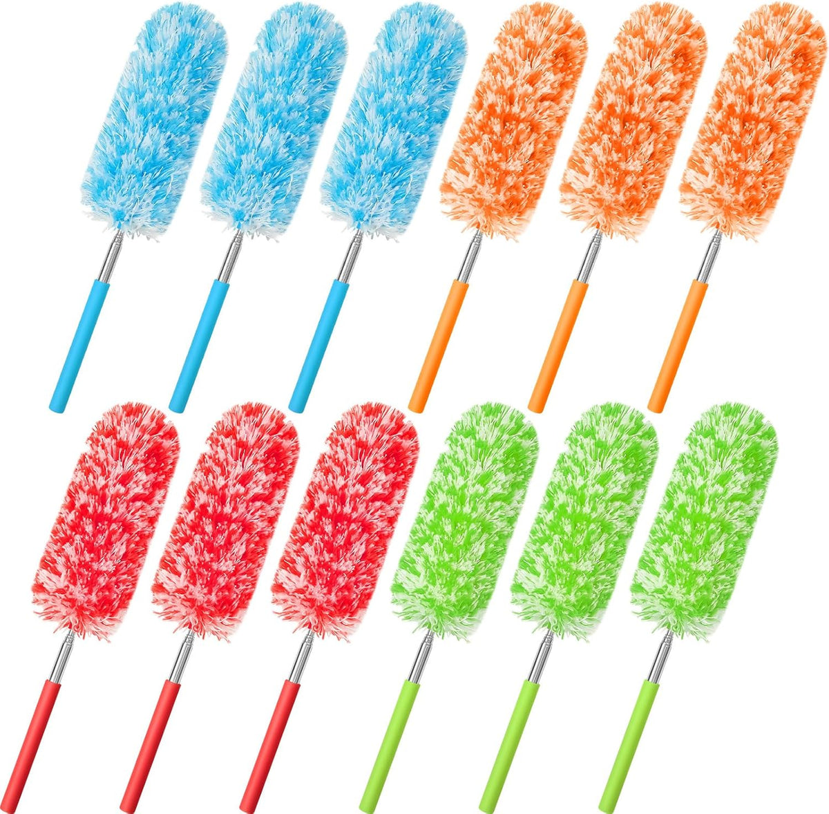 Tanlade 12 Pcs Microfiber Feather Duster for Cleaning 13-31 Inch Extendable Cobweb Dusters Ceiling