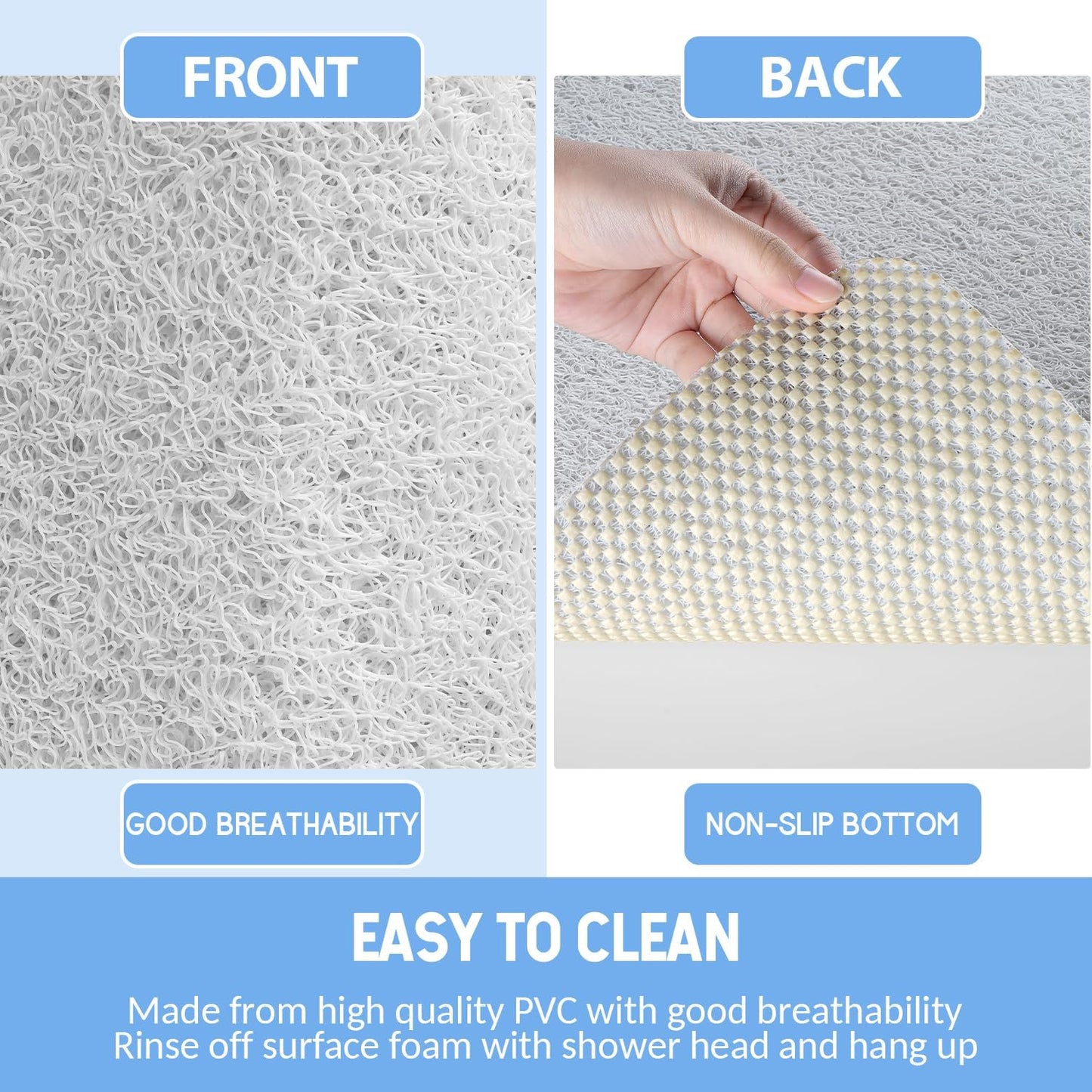 Non-Slip Bathtub Mat, Anti Slip Shower Mat, Fast Drying Bathtub Mats, Foot Scrubber Mat, Anti Slip