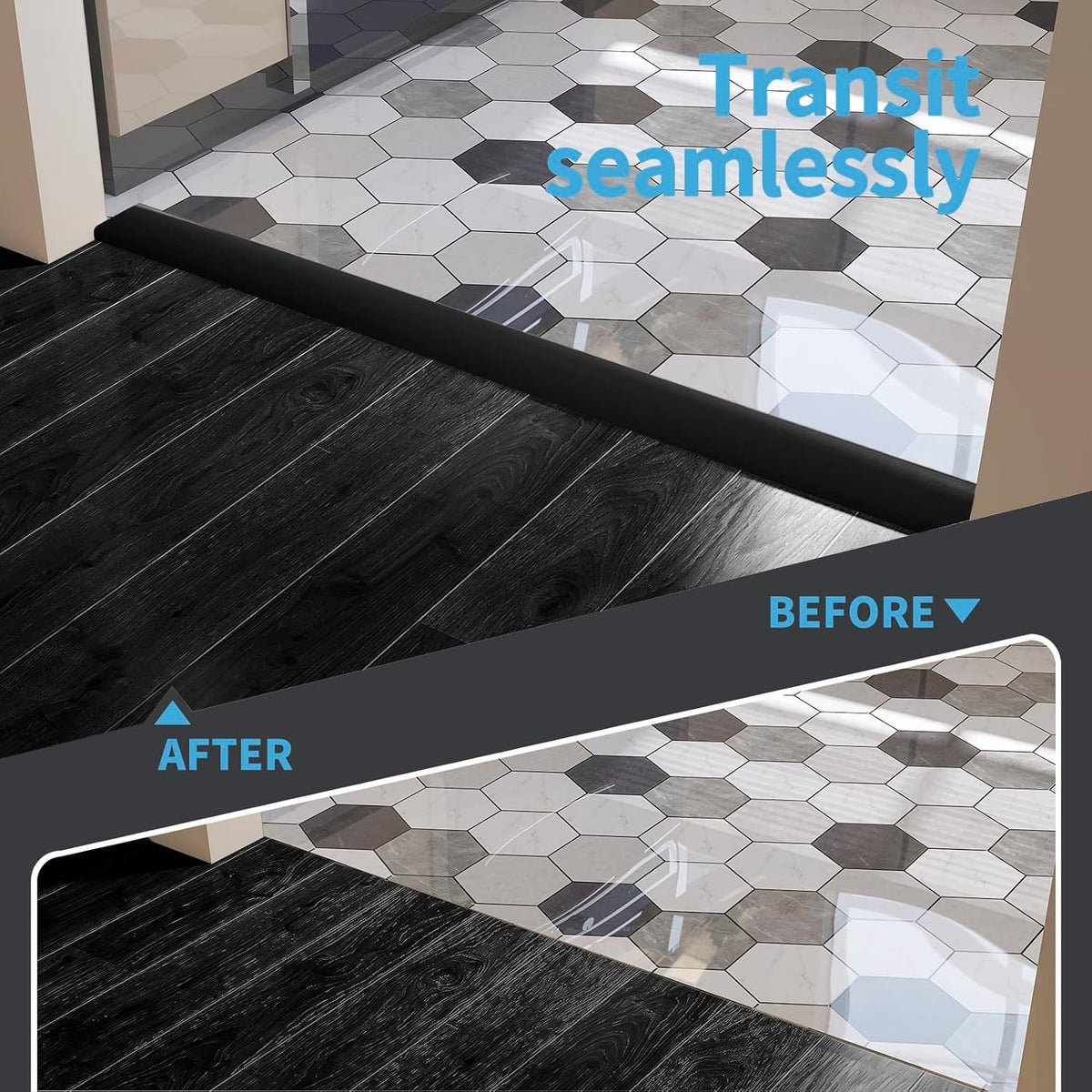 Art3d Self Adhesive Vinyl Floor Transition Strip, Laminate Floor Strip Floor Flat Divider Strip for