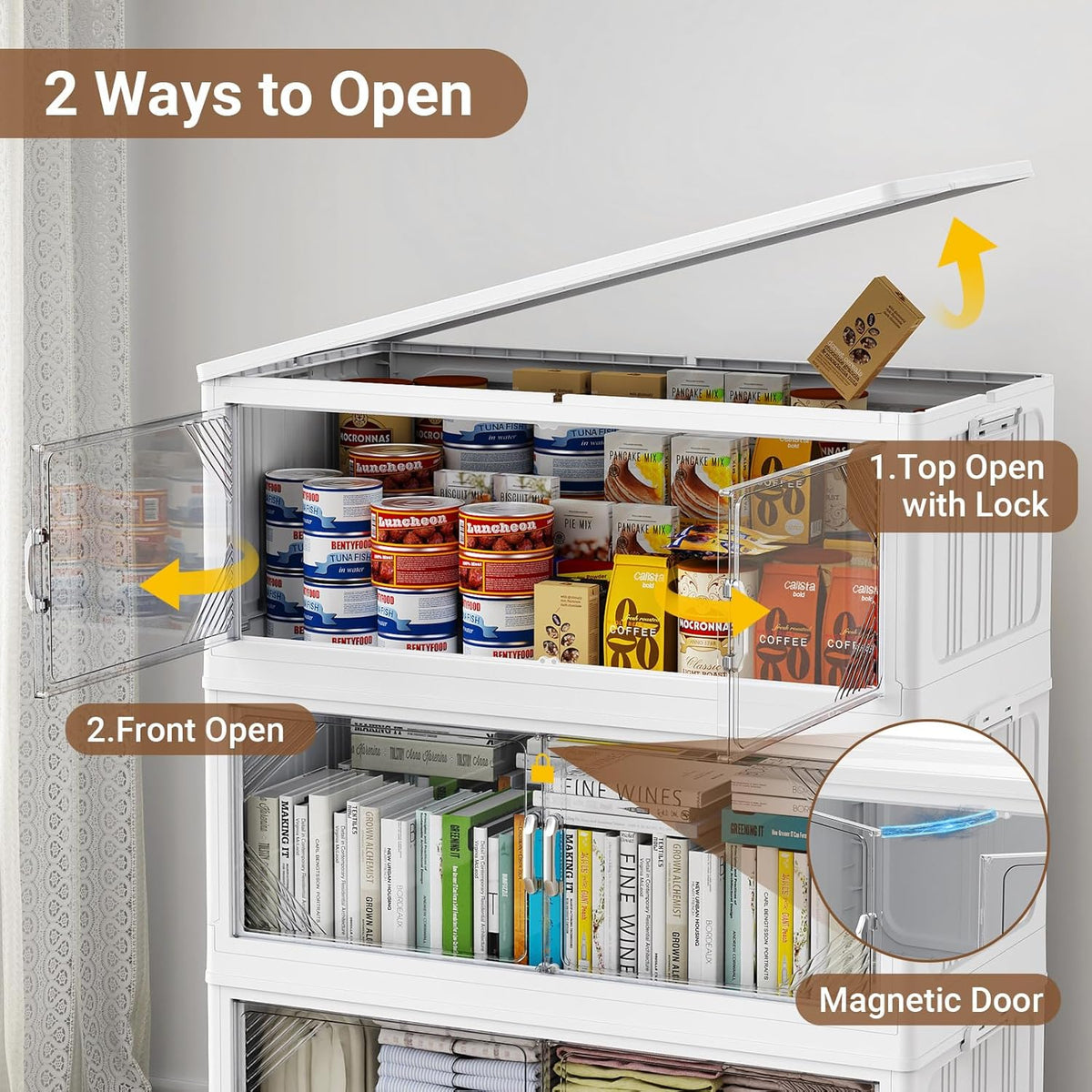 220Gal Plastic Stackable Storage Bins with Lid, 880QT Extra Large Closet Organizers Collapsible