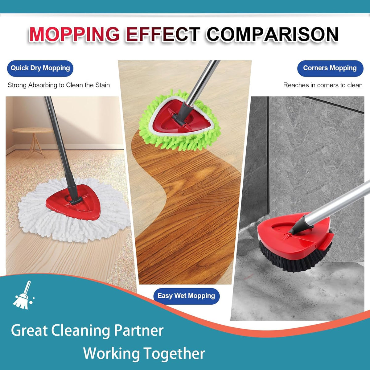 3 Pack Mop Replacment Heads for O-Ceda Mop Replace Head Spin Mop Heads Replacements, Microfiber