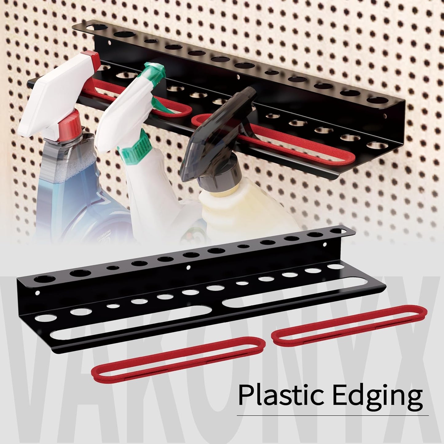 Wall Mount Brush & Spray Bottle Holder Combo Rack for Garage, Detailing Organizer with Mounting