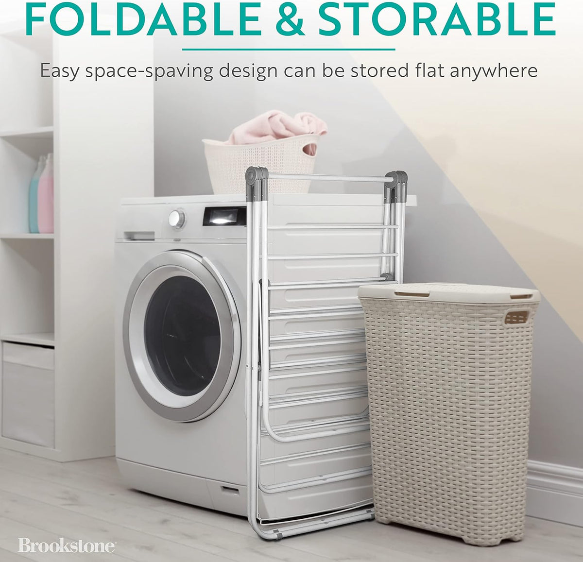 Brookstone – Extra Large – Double Spaced - 2 Tier Collapsible Clothes Drying Rack, Indoor/Outdoor