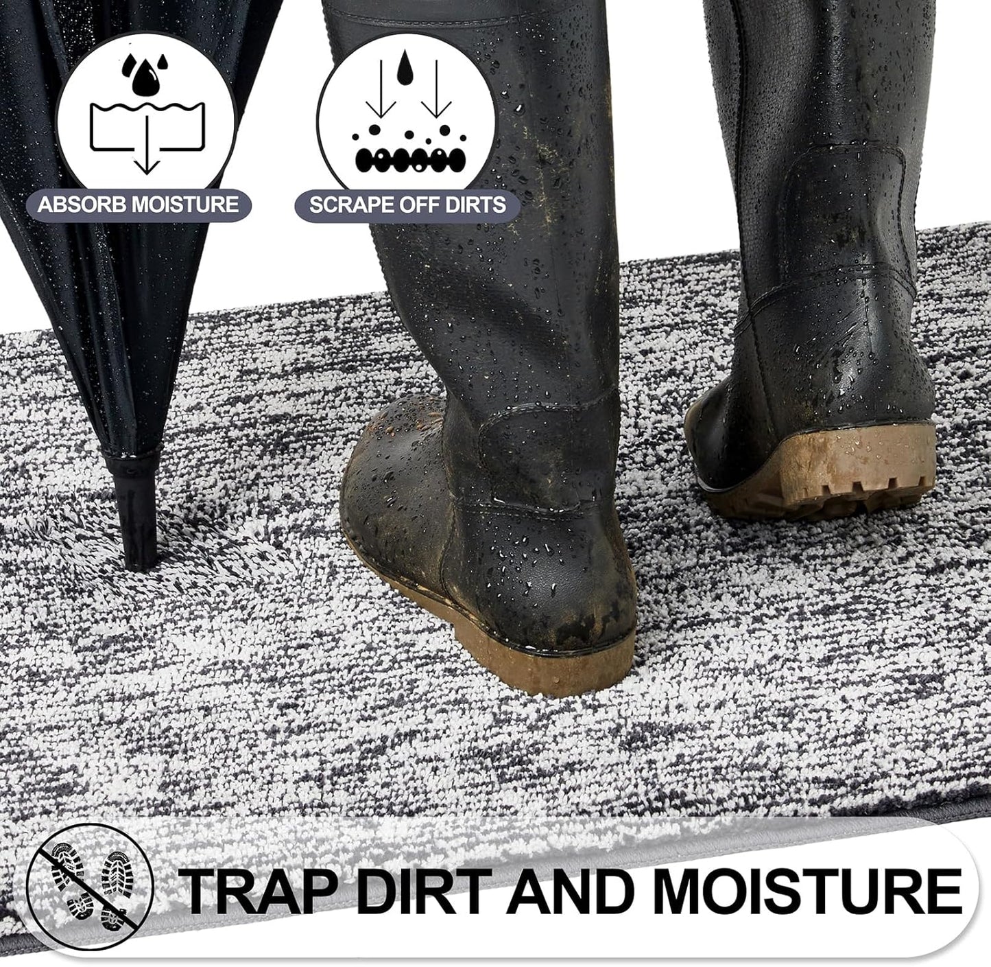 REFETONE Indoor Doormat, Front Door Mat 32"x48" Absorbent Rubber Backing Non Slip Back Door Mats