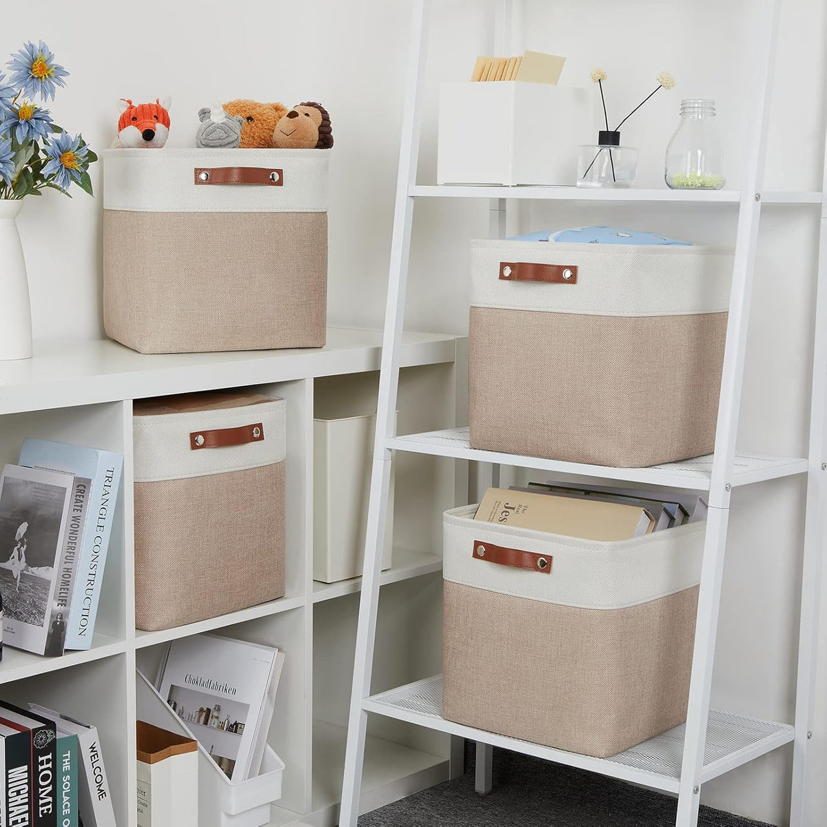 DULLEMELO Cube Storage Bins - 4 Pack Foldable Large Storage Baskets 12 inch Gifts Empty Fabric Bins