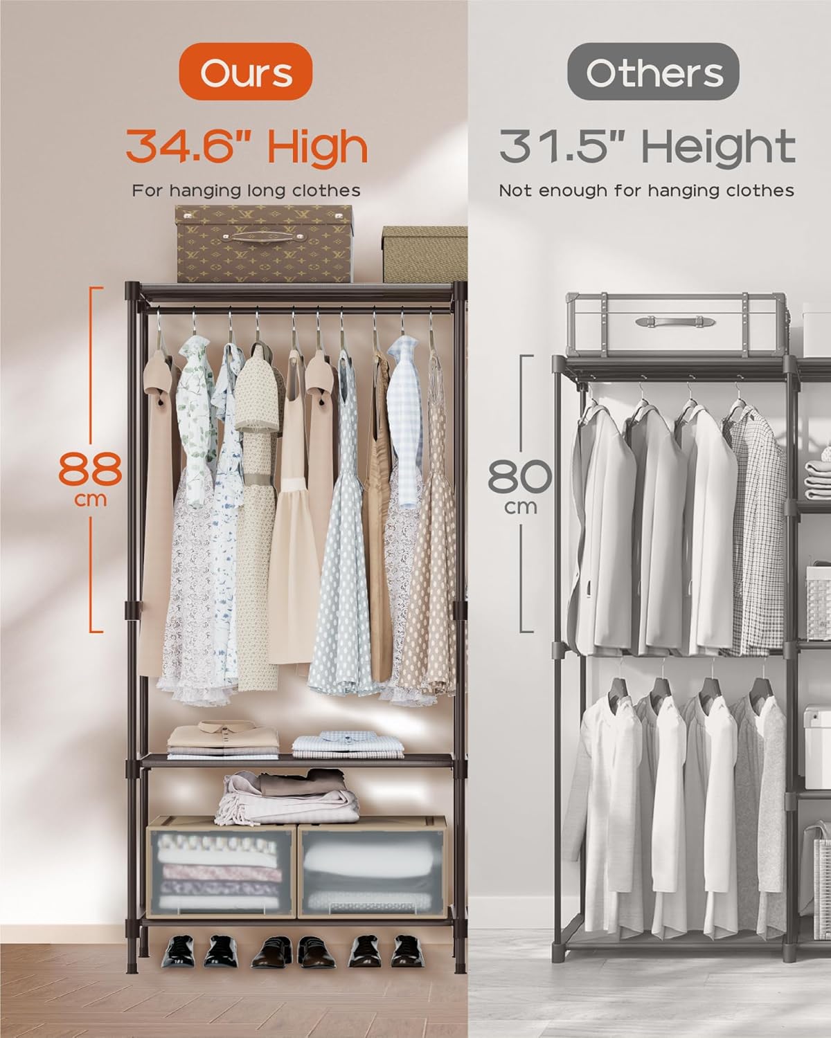 Clothes Rack, Portable Closet, 71.7 Inch Large Capacity Wardrobe Closet, Clothes Storage Organizer