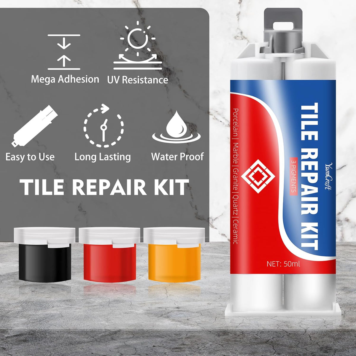 Tile Repair Kit, Ceramic Tile Repair Kit for Bathtub Crack and Hole, Porcelain Tile Chip Repair