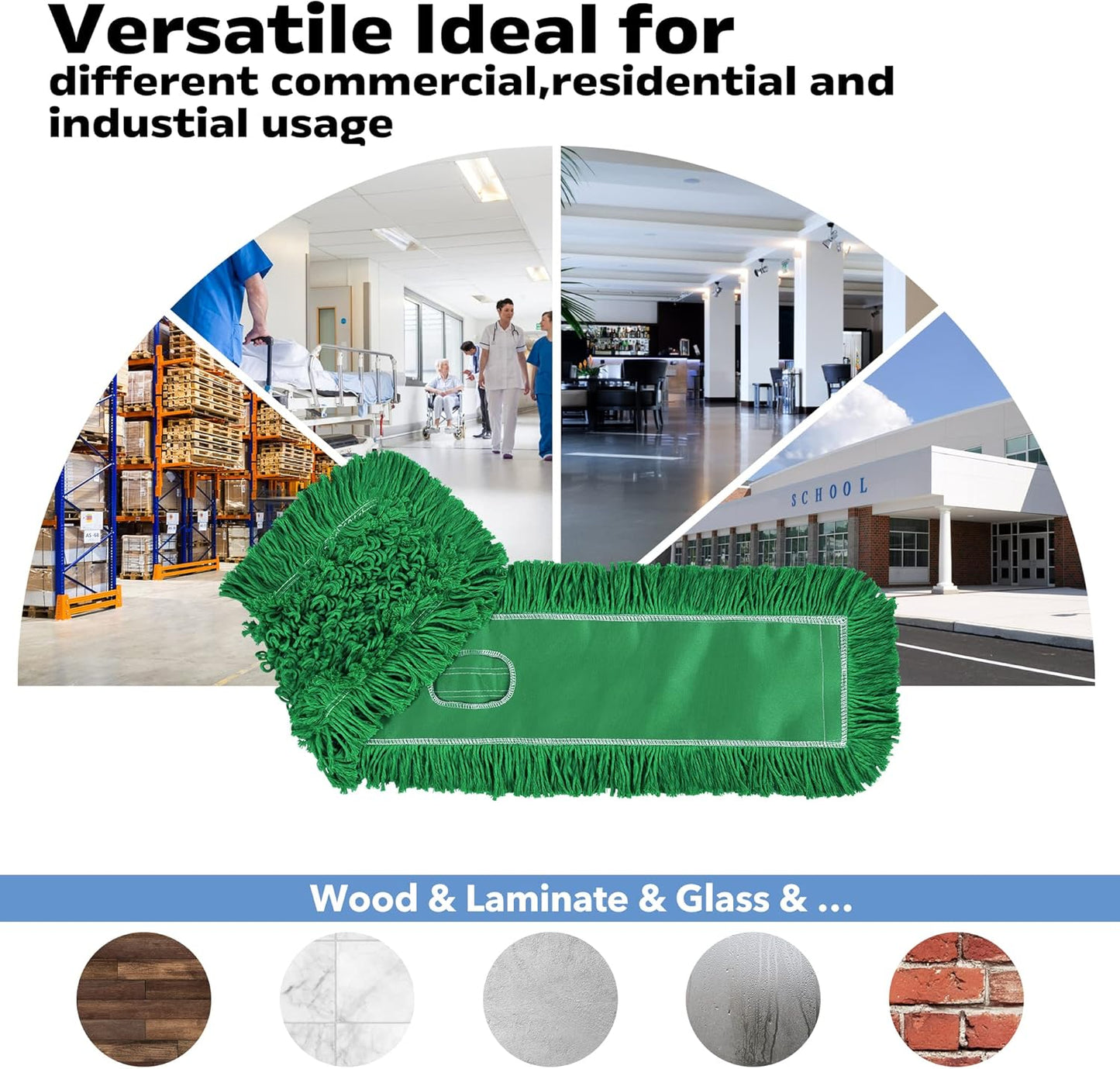 Matthew Cleaning 36'' Industrial Strength Cotton Dust Mop Refill Washable Replacement Heads for