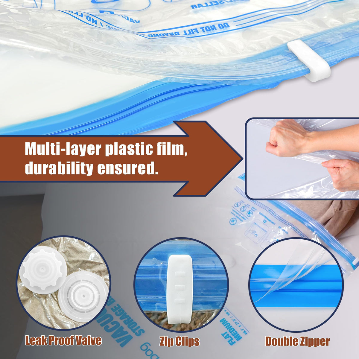 12 Jumbo Vacuum Storage Bags for Bedding, Vacuum Seal Bags for Clothing