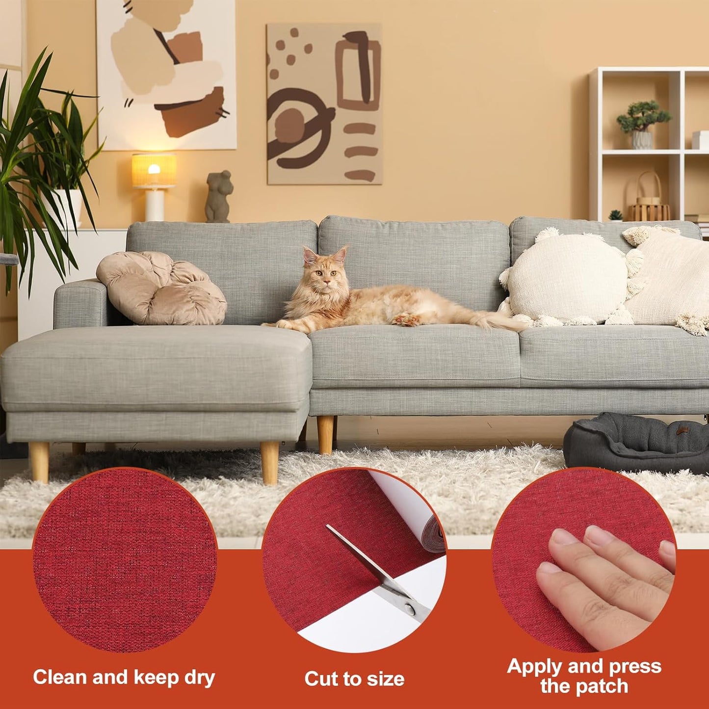 PATIKIL 70x4.4 Inch Linen Repair Tape, Repair Fabric Patch Self Adhesive Couch Patch Line Repair