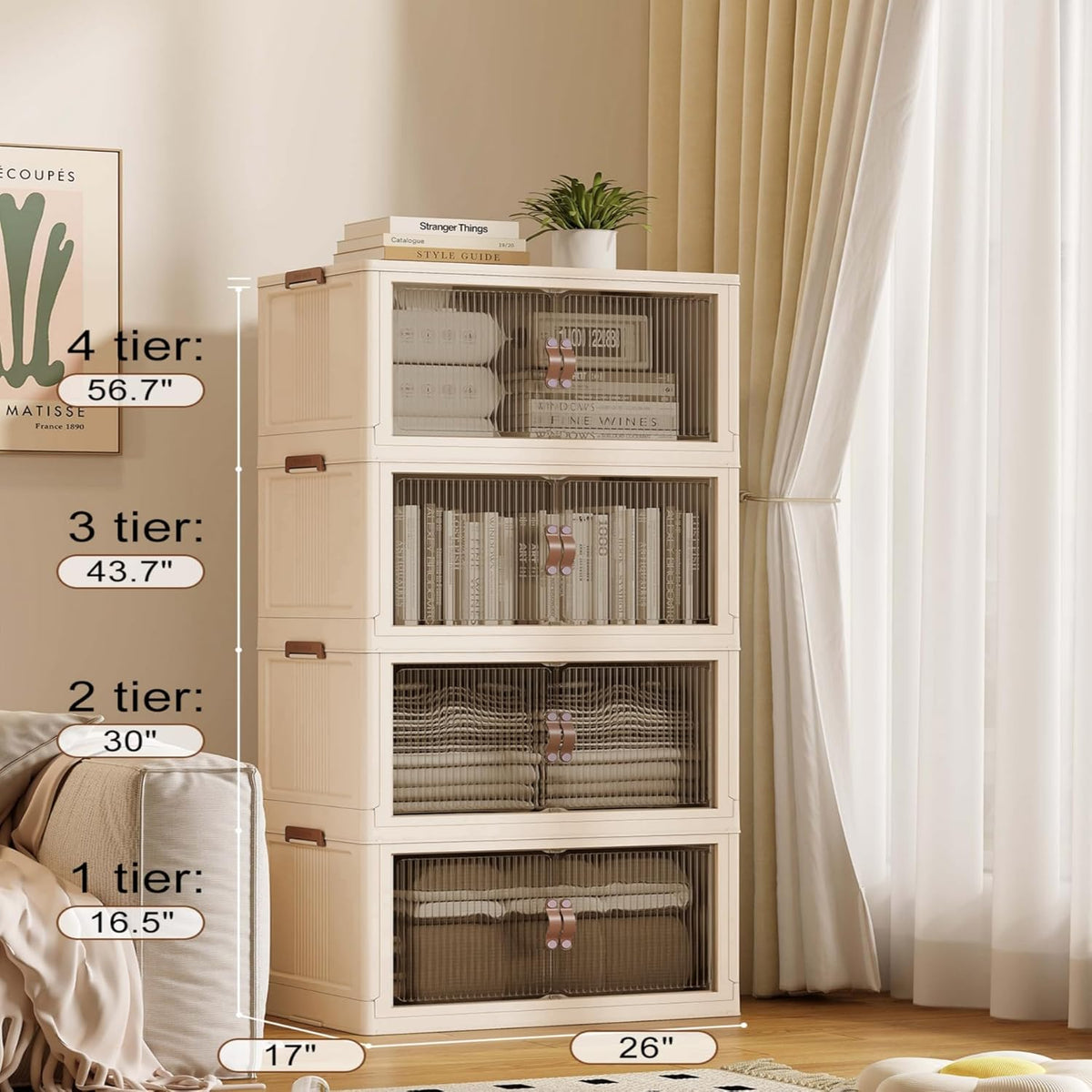 SAILUN 109Gal/434Qt Stackable Storage Bins Folding Collapsible Storage Bins with Lid, Closet