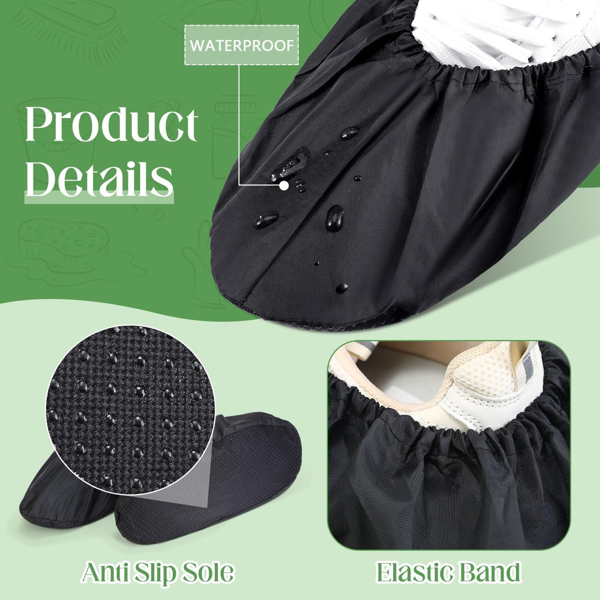 Frienda 8 Pairs Non Slip Reusable Shoe Covers Waterproof Boot Covers for Household Carpet Floor