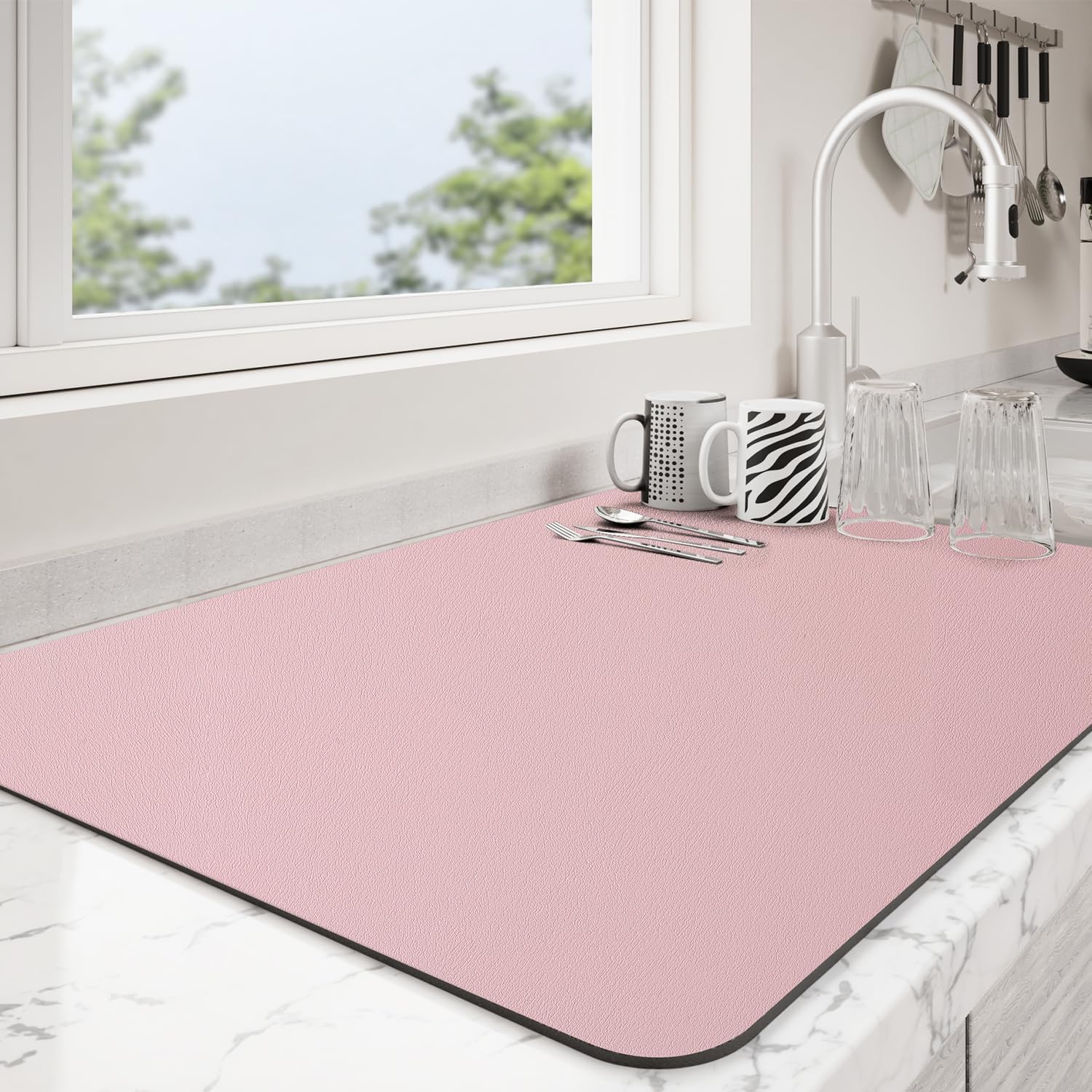 Dish Drying Mat for Kitchen Counter | Coffee Bar Mat for Countertops | Heat Resistant Drainer Mat