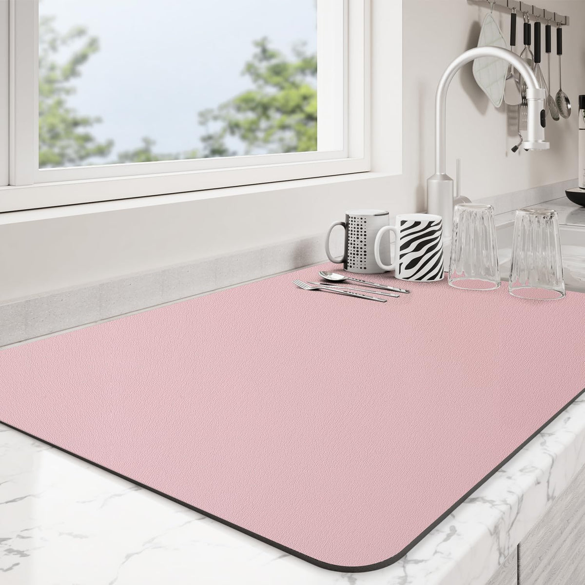 Dish Drying Mat for Kitchen Counter | Coffee Bar Mat for Countertops | Heat Resistant Drainer Mat