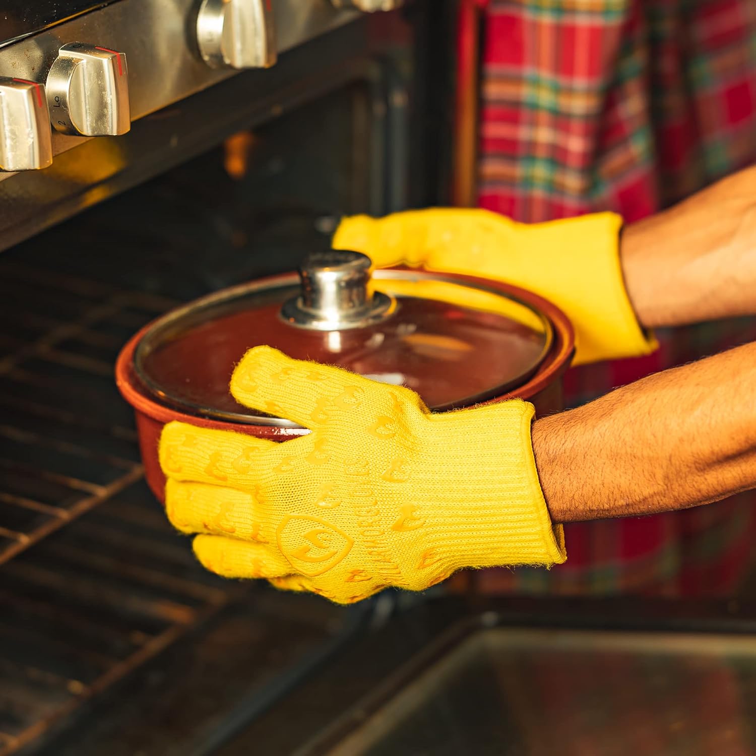 Grill Armor Oven Gloves 932°F Extreme Heat & Cut Resistant Oven Mitts with Fingers for BBQ