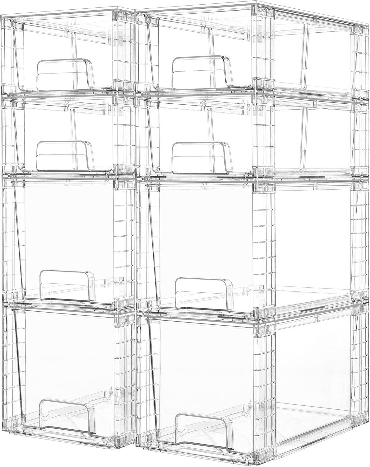 Vtopmart 8 Pack Clear Stackable Storage Drawers,Easy to Assemble Bathroom Organizers and Storage