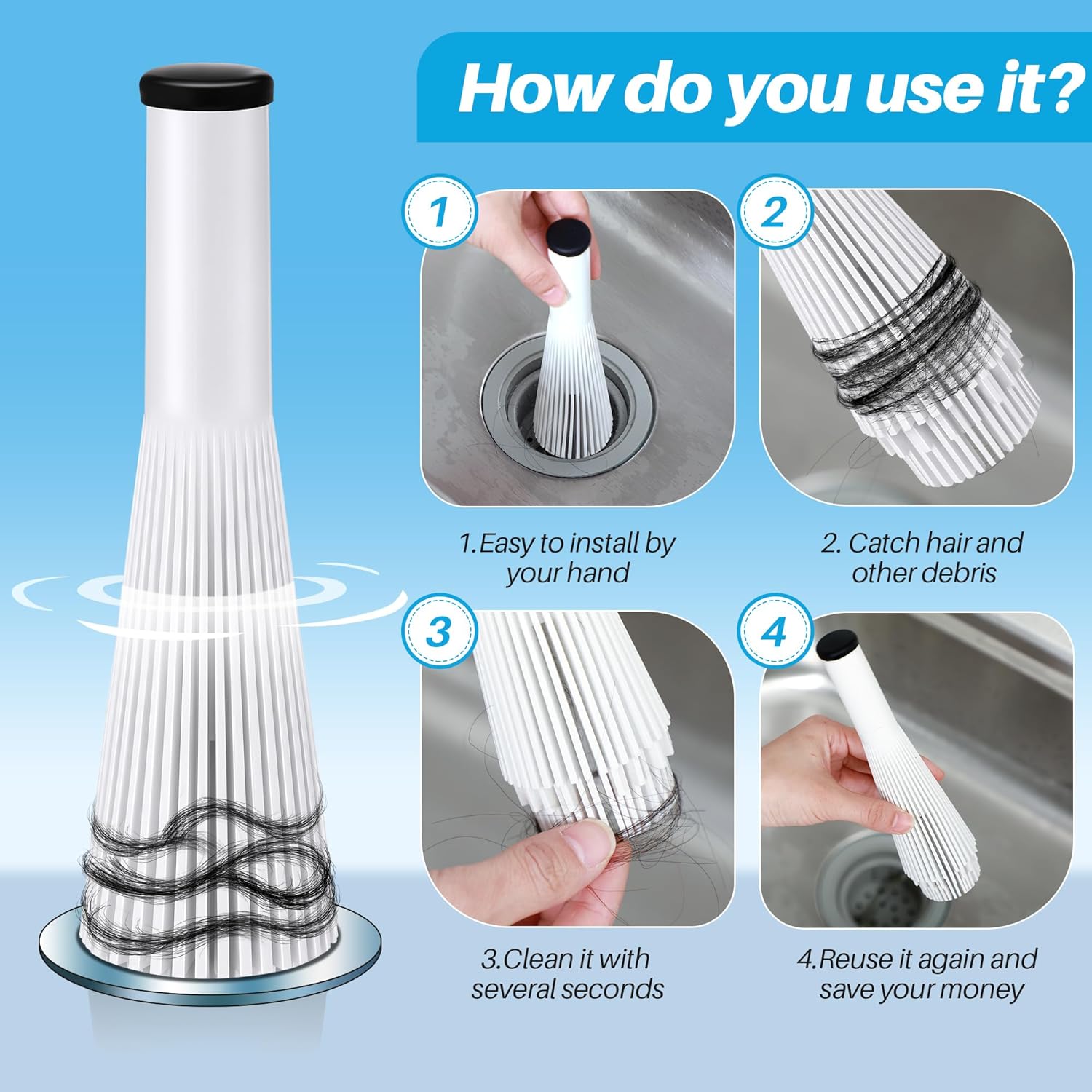 Feekoon 1 Pack Lint Trap for Washing Machine Utility Tub and Sink Drains, Laundry Lint Catcher with
