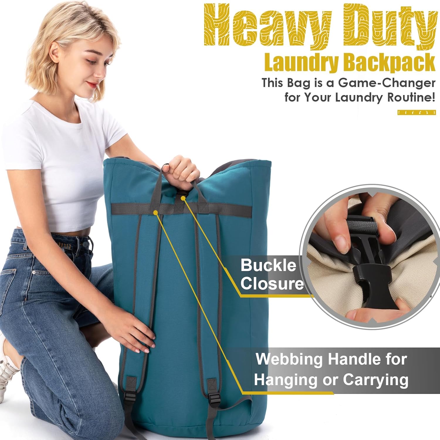 Laundry Bag for College, Backpack Laundry Bag for College Turquoise, 115L Extra Large Laundry