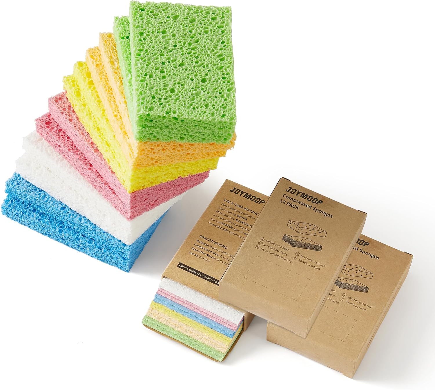 JOYMOOP Dish Sponge Scrubber, Cellulose Sponges Kitchen for Non-Scratch Washing Dishes, Household