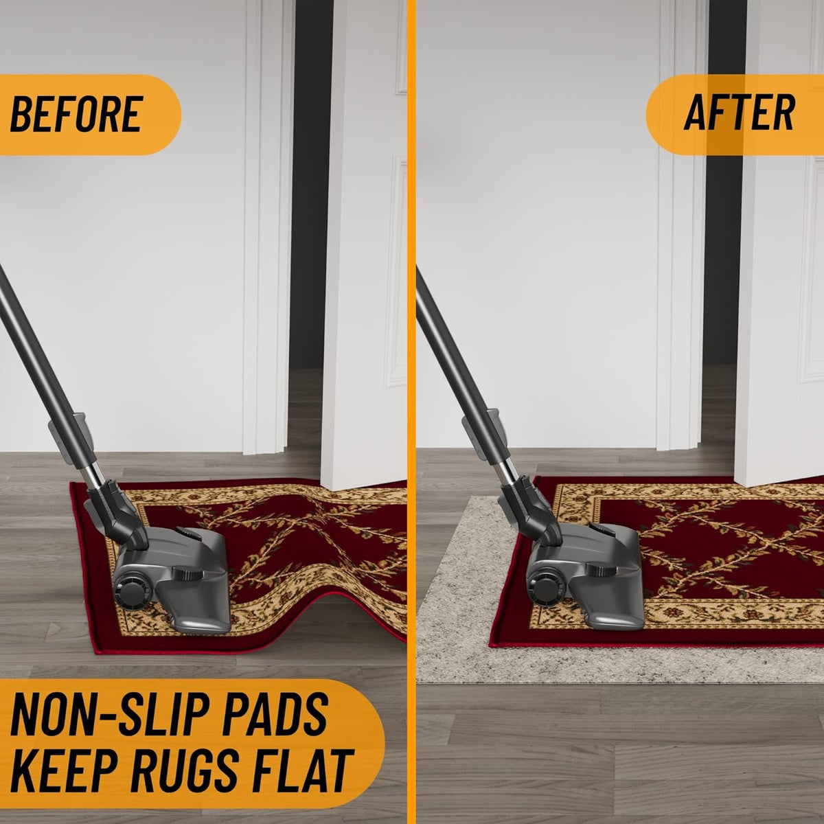 Ottomanson 7'8" x 9' Non-Slip Rug Pad Gripper 1/12 Inch Ultra Thin Dual Surface Felt + Rubber