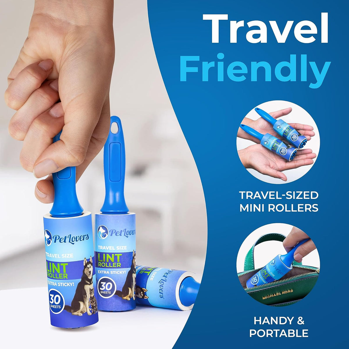 PetLovers Extra Sticky Lint Roller Mega Value Set for Pet Hair Removal and Clothes, Dog and Cat
