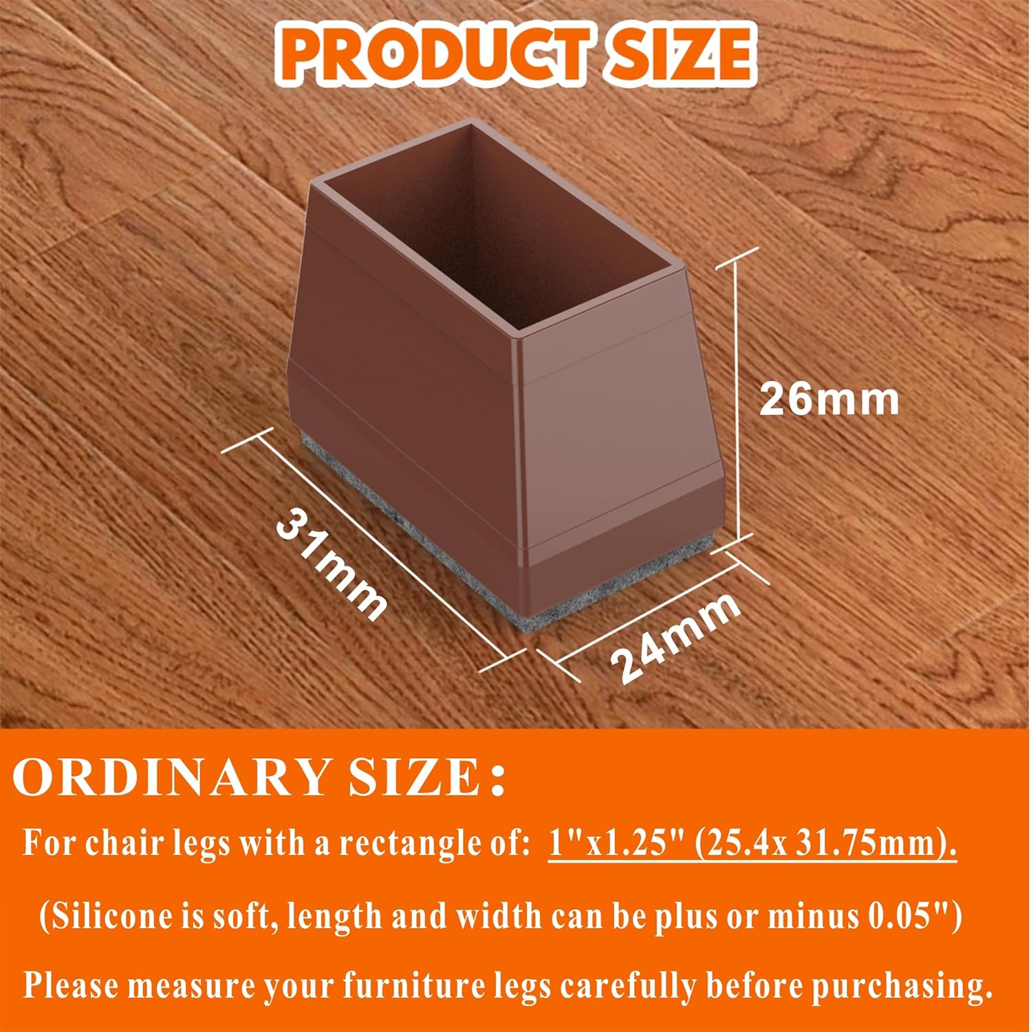 Rectangle Chair Leg Protectors for Hardwood Floors,16 PCS Silicone Covers to Protect Wood Tile