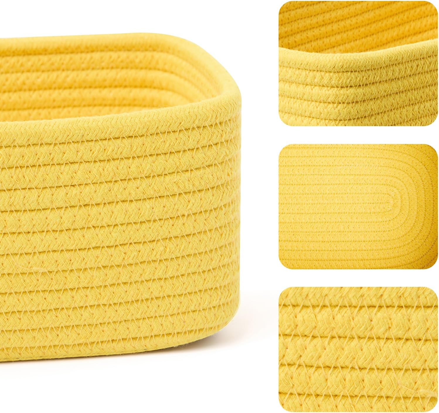 Small Storage Baskets for Organizing | Closet Organizer Bins | Shelf Toy Basket | Woven Rope
