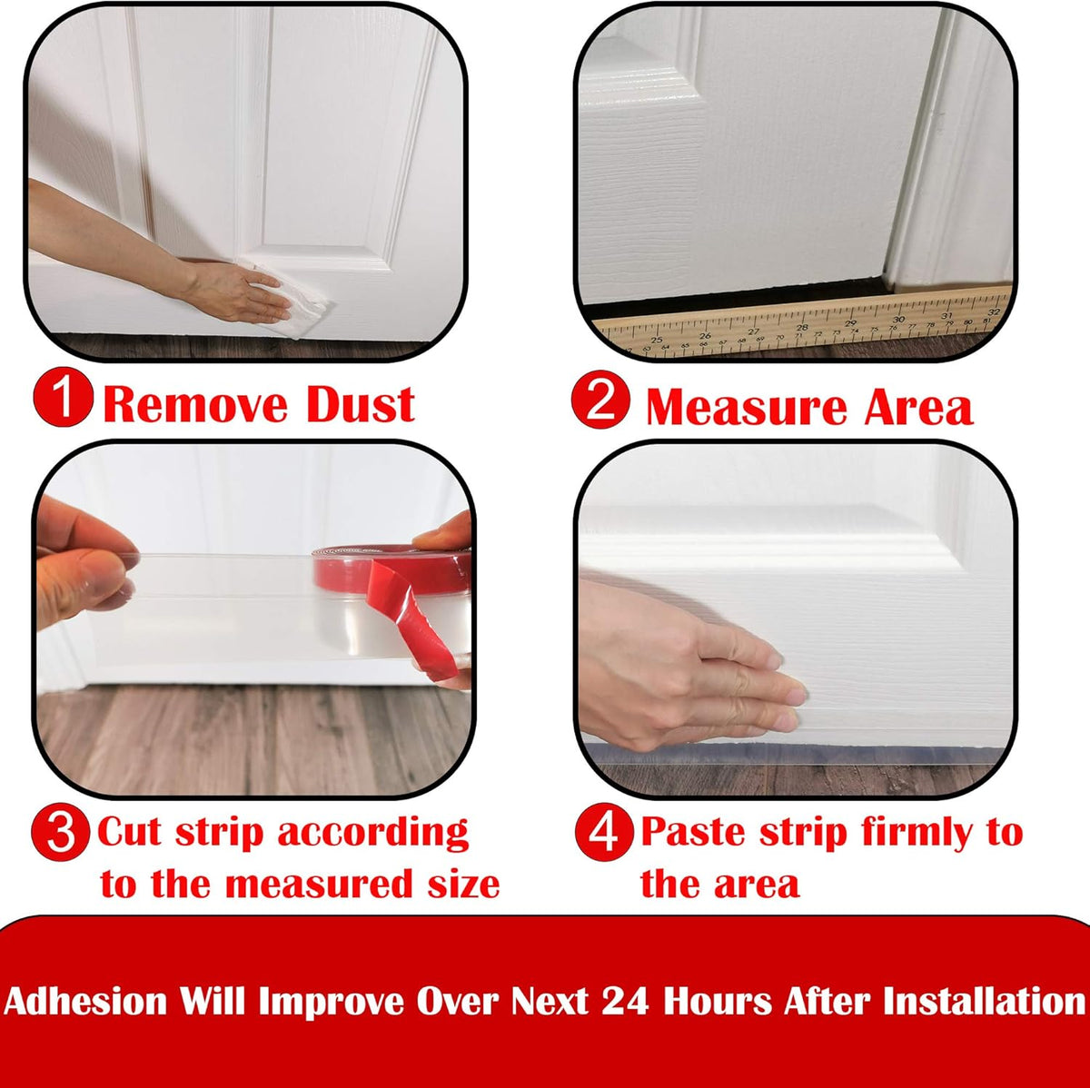 Clear Weather Stripping Tape, Door Draft Seal Silicone Strip. Enhanced with Thicker Strip and