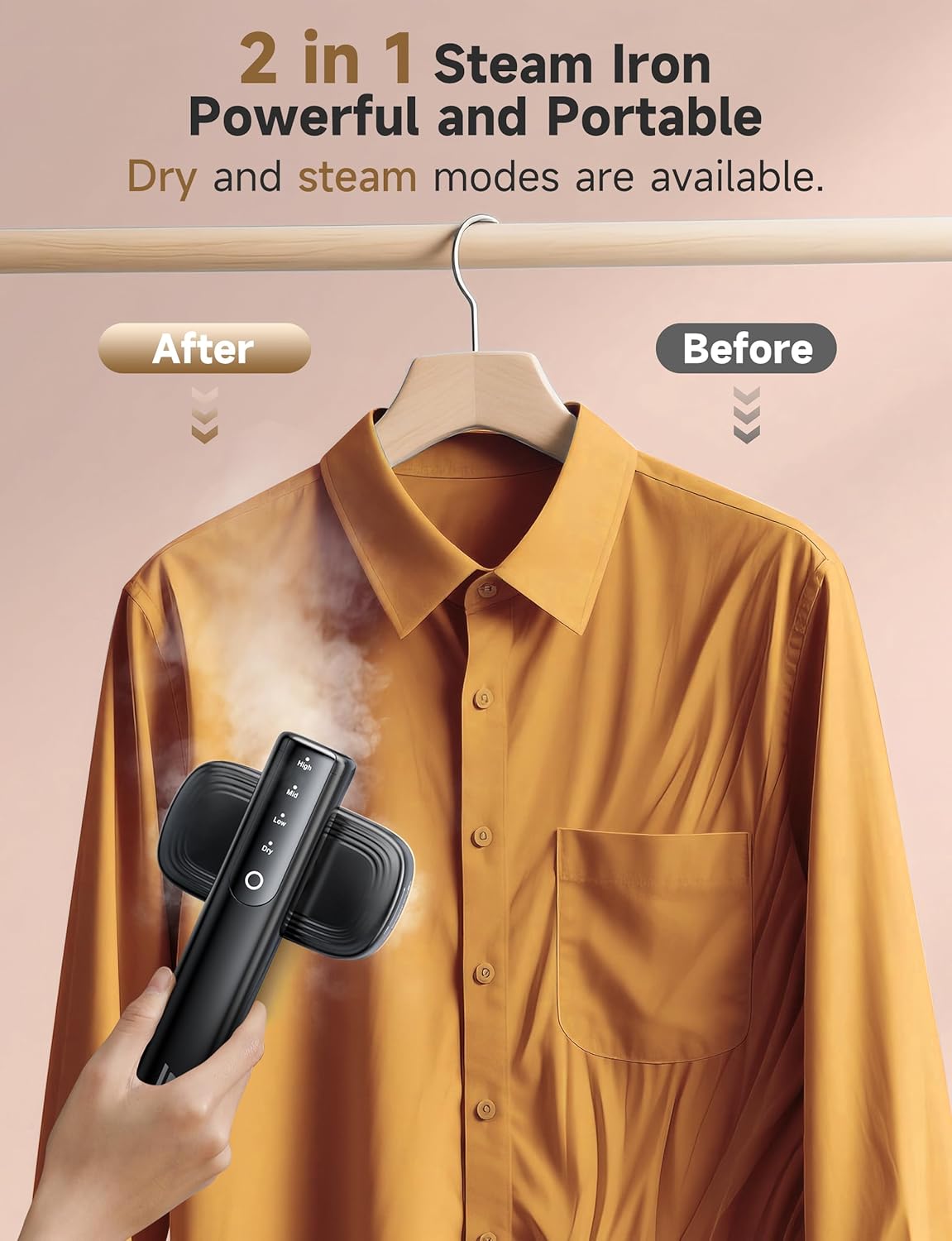 Travel Steamer for Clothes, Portable Handheld Design, Clothing Wrinkles Remover, Strong Penetrating