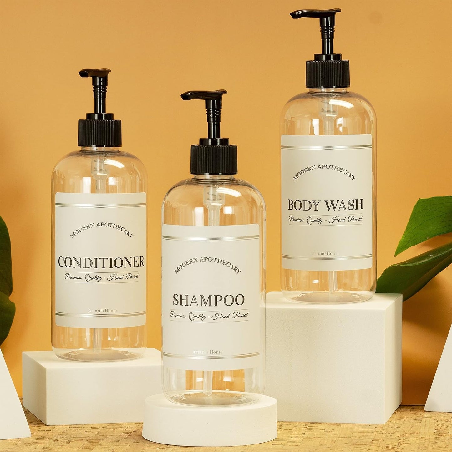 Clear Refillable Shampoo and Conditioner Bottles - Body Wash, Shampoo and Conditioner Dispenser