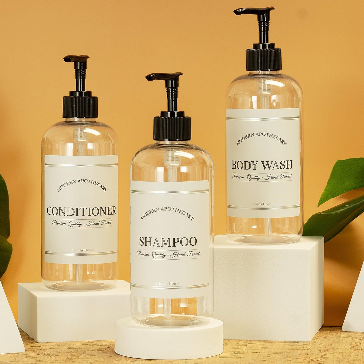 Clear Refillable Shampoo and Conditioner Bottles - Body Wash, Shampoo and Conditioner Dispenser