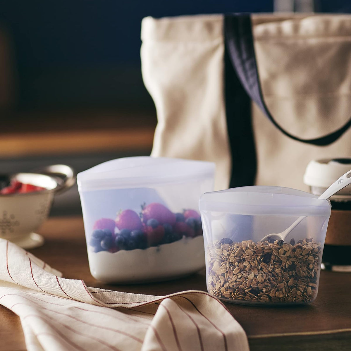 Stasher Premium Silicone Reusable Food Storage Bags, 2-Pack, Clear, Multi-Use Food Storage Bags