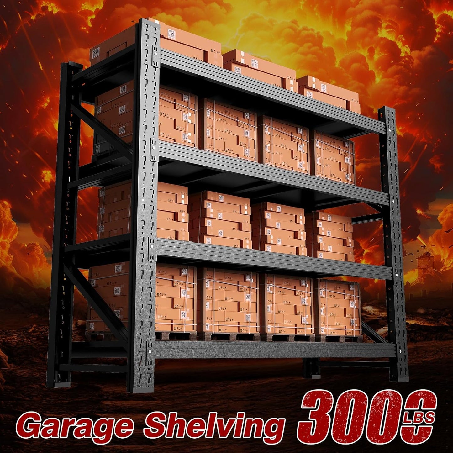3000LBS Metal Steel Storage Shelves - 40" W Black 4 Tier Heavy Duty Rack Commercial Industrial