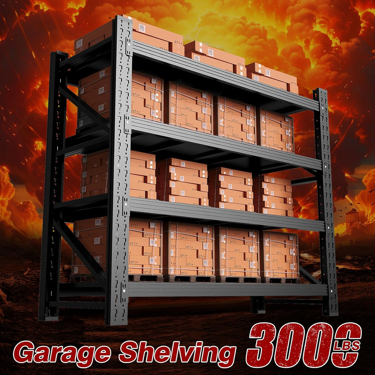 3000LBS Metal Steel Storage Shelves - 40" W Black 4 Tier Heavy Duty Rack Commercial Industrial