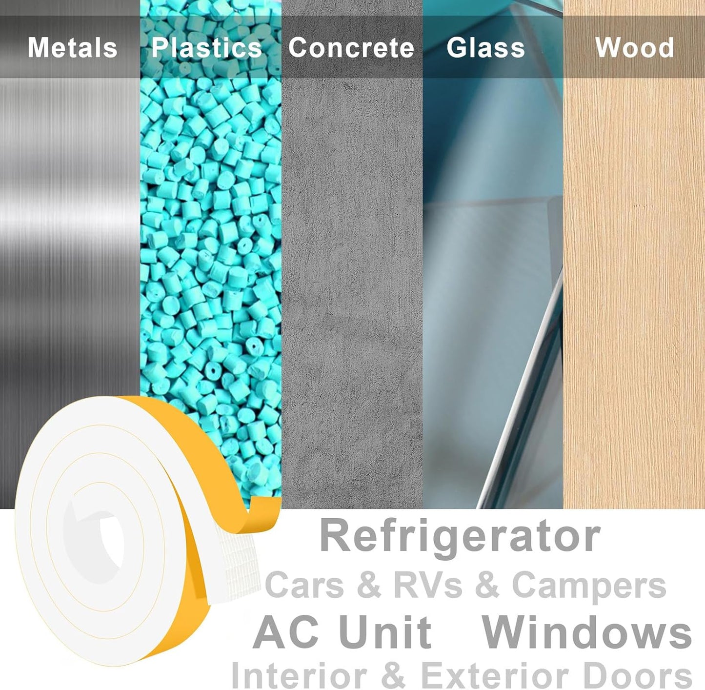 Weather Stripping Door Seal Strip, Adhesive Foam Insulation Tape for Doors and Windows, Closed Cell