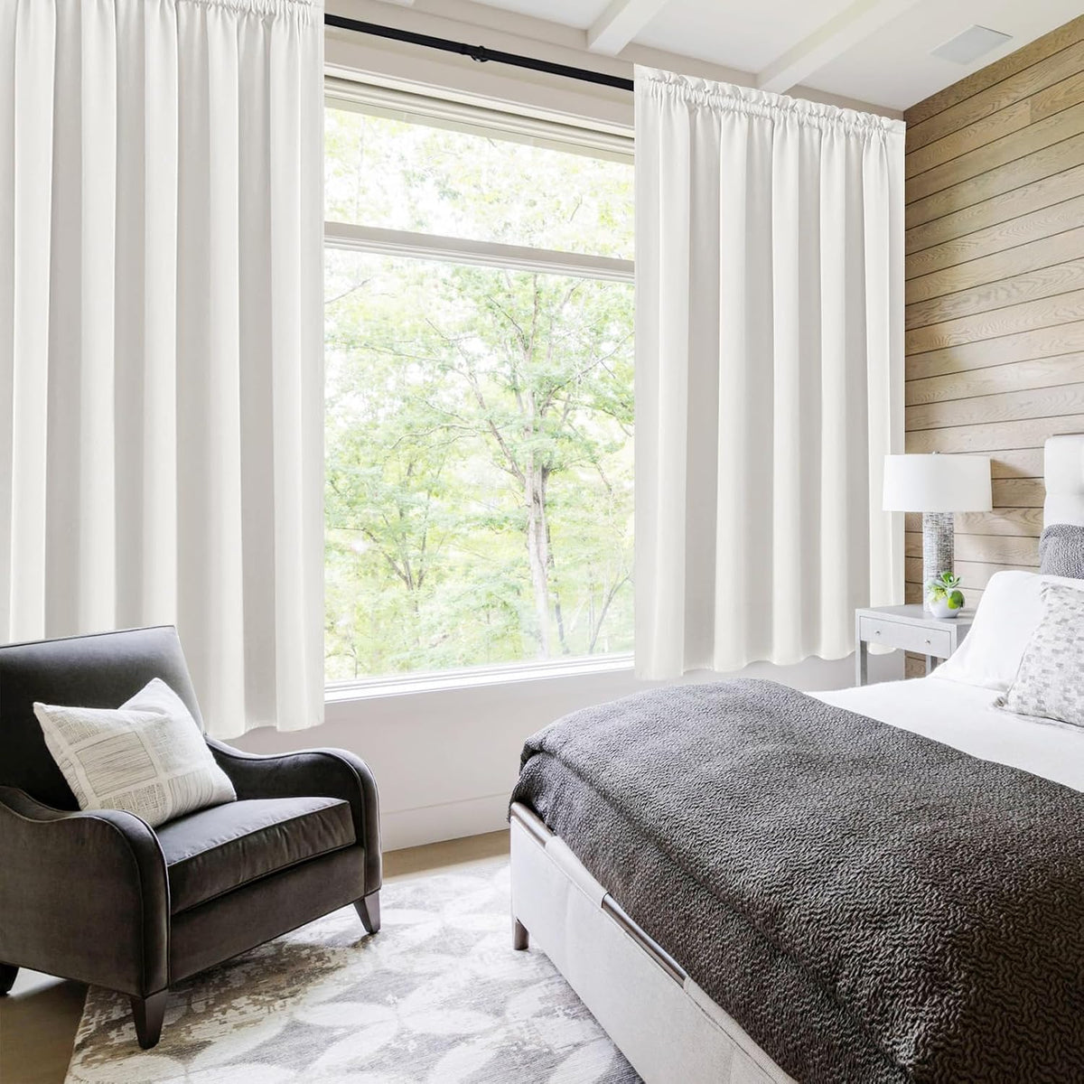DWCN Short Ivory Blackout Curtains for Small Window, Thermal Insulated Energy Saving Room Darkening