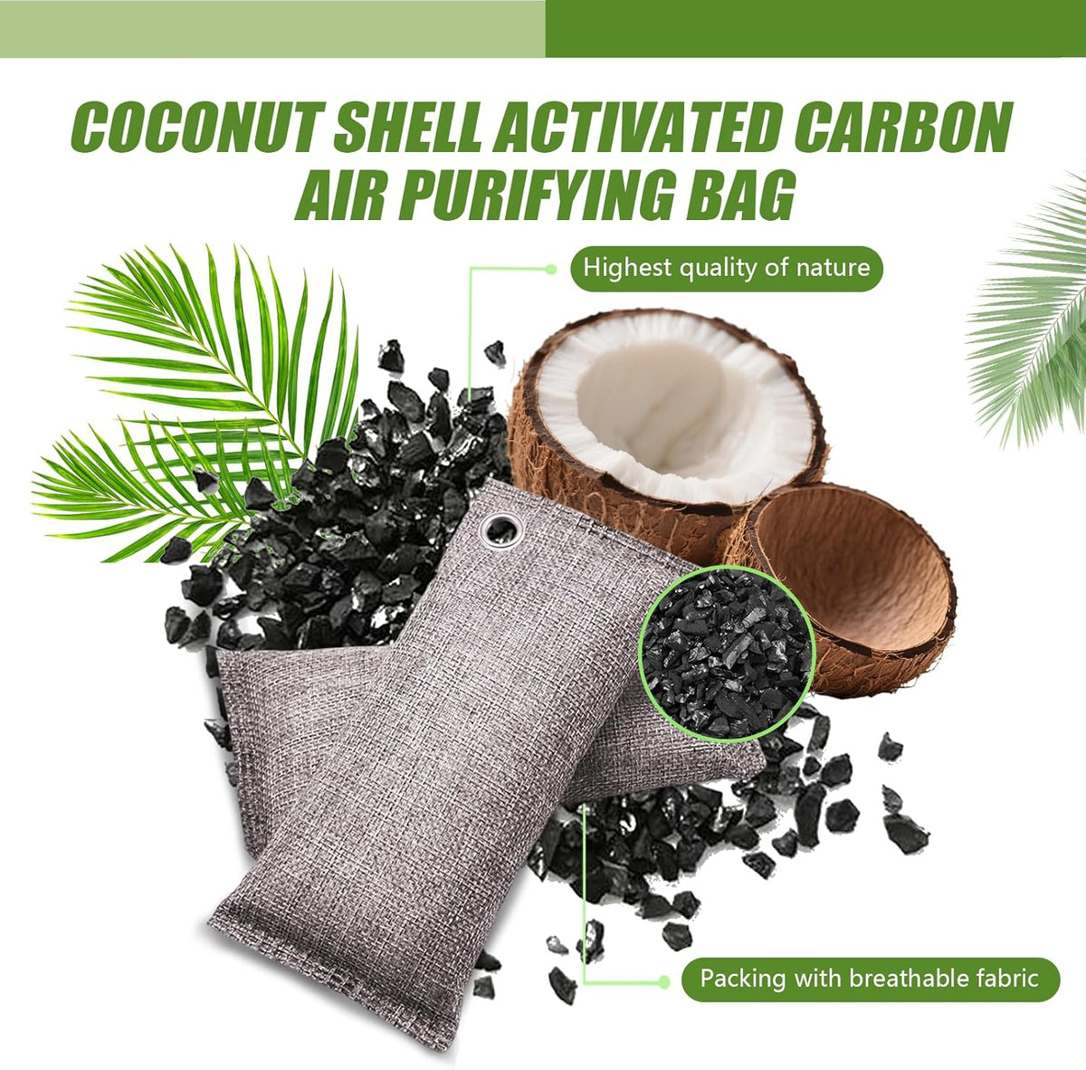 Activated Charcoal Odor Absorber, Odor Eliminator for Strong Odor,Coconut Shell Charcoal Air