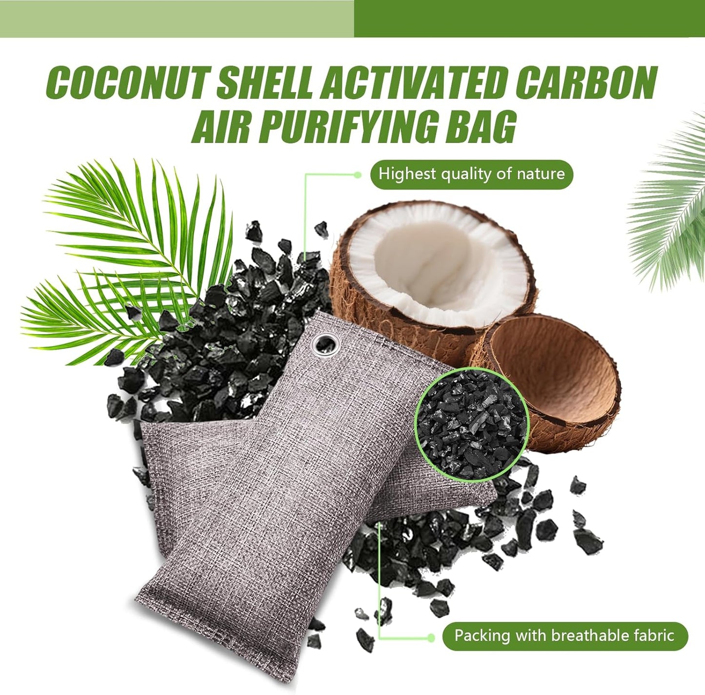 Activated Charcoal Odor Absorber, Odor Eliminator for Strong Odor,Coconut Shell Charcoal Air