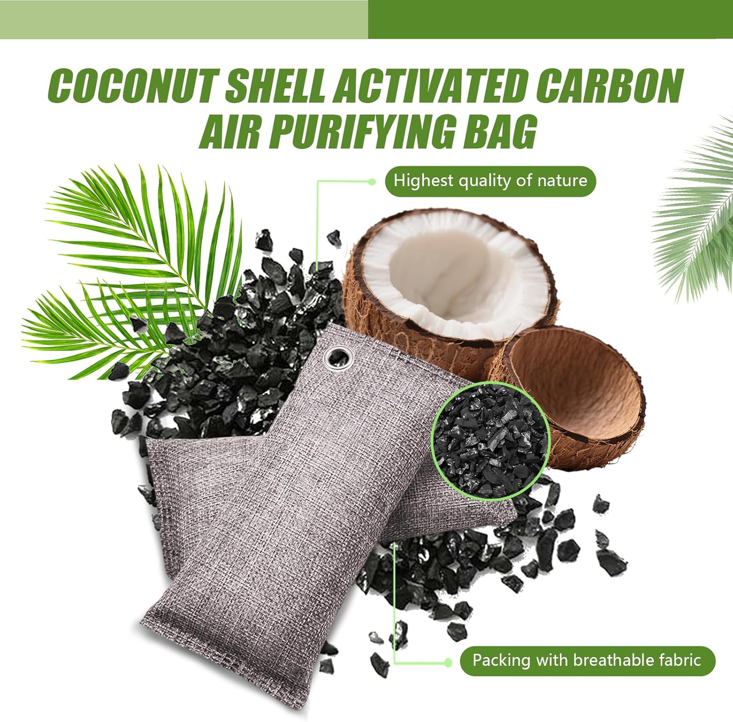 Activated Charcoal Odor Absorber, Odor Eliminator for Strong Odor,Coconut Shell Charcoal Air
