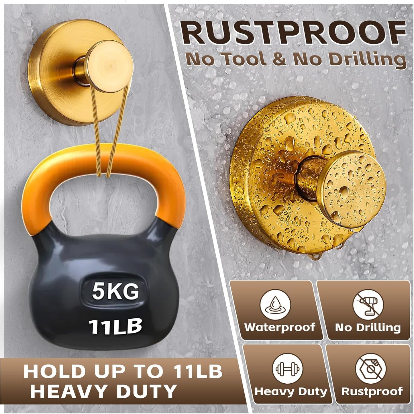 Reusable Heavy Duty Suction Cup Hooks for Kitchen/Bathroom/Shower - Wet-Proof Hooks for Towels