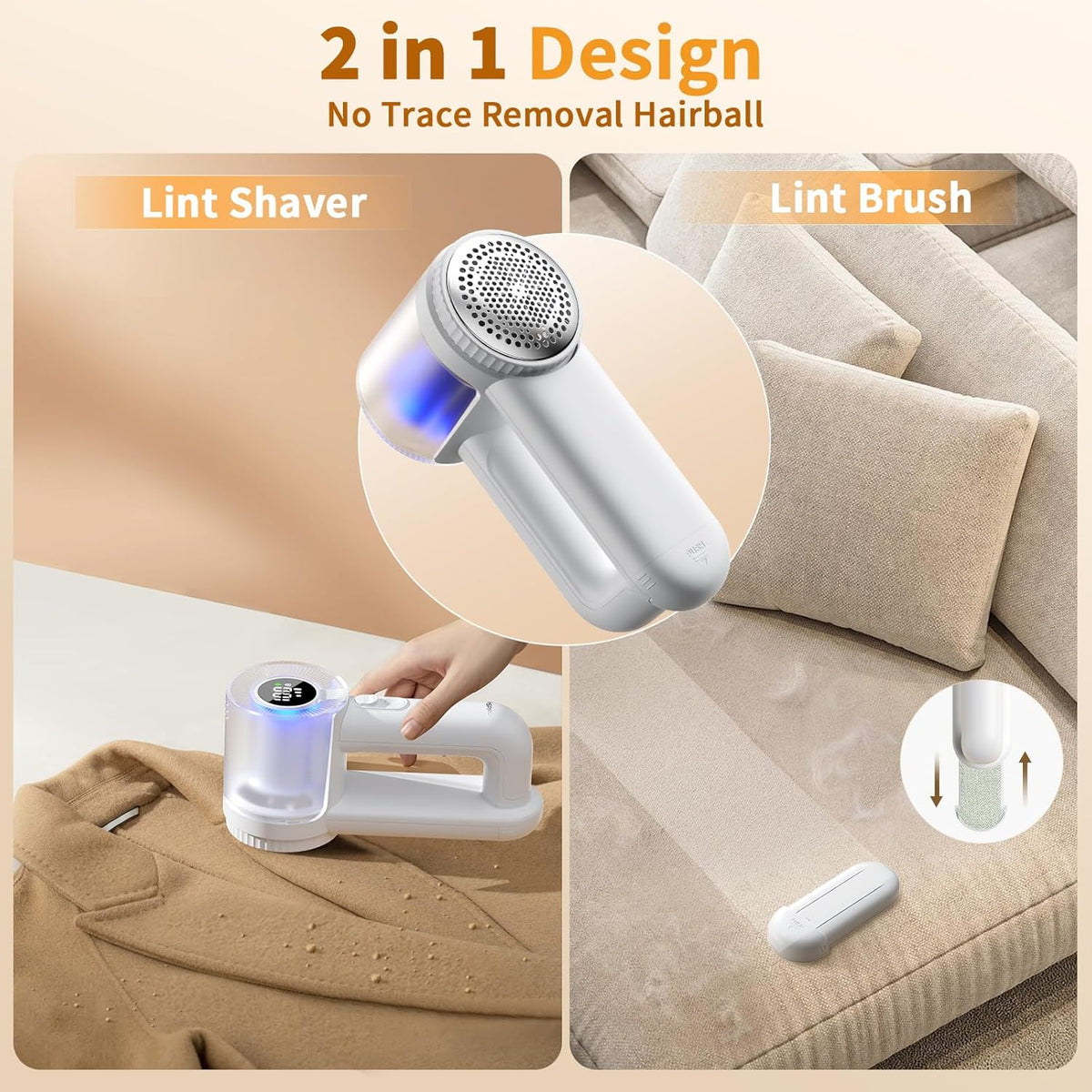 coldSky Electric Fabric Shaver & Lint Remover, Rechargeable Portable 3-Speed LED Digital Display
