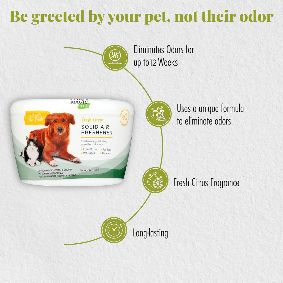 Citrus Magic Pet Solid Air Freshener, Pet Odor Eliminator for Home, Odor Absorber for Dog & Cat