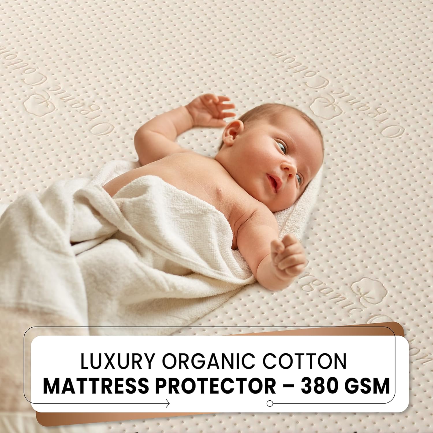 Crib Luxury Organic Cotton Mattress Protector - Skin Friendly, Waterproof, Breathable & Absorbent