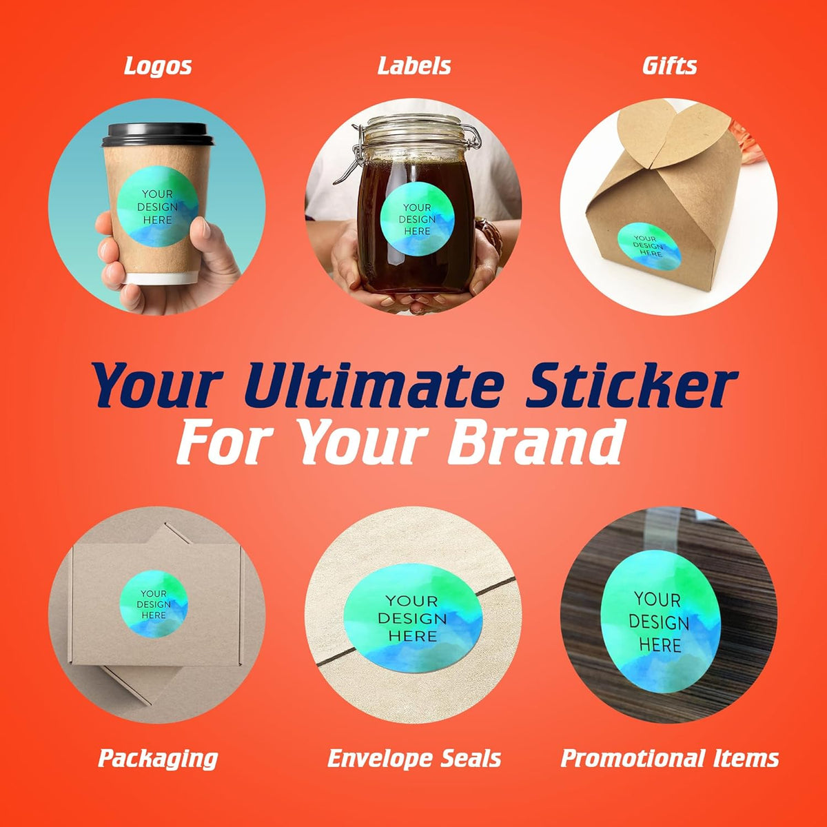 100 Custom Vinyl Stickers - Upload Your own Image, Text, Design, Logo - Personalized Logo Labels