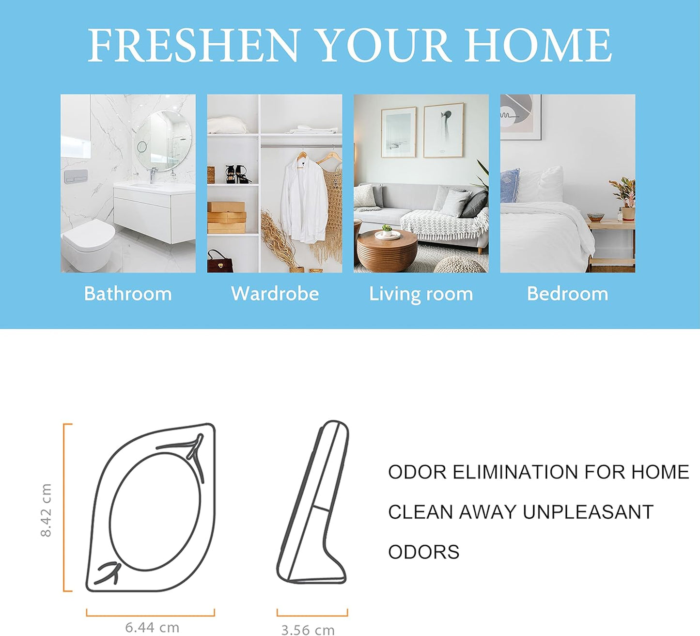 Air Deodorizer, 4 Pack, Ocean Scent, Odor Eliminator for Small Area Closets Bathroom Pets Strong