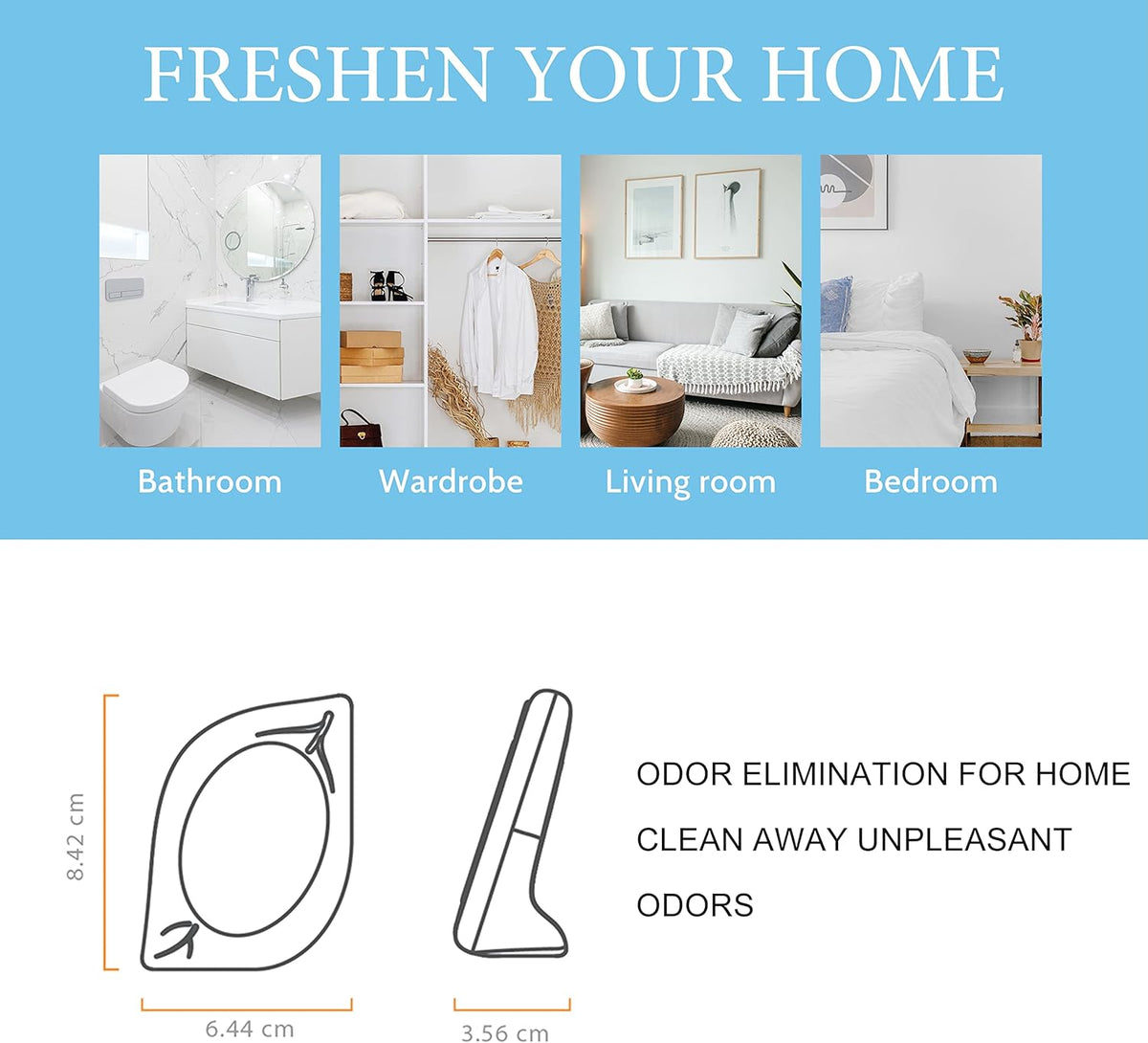 Air Deodorizer, 4 Pack, Ocean Scent, Odor Eliminator for Small Area Closets Bathroom Pets Strong