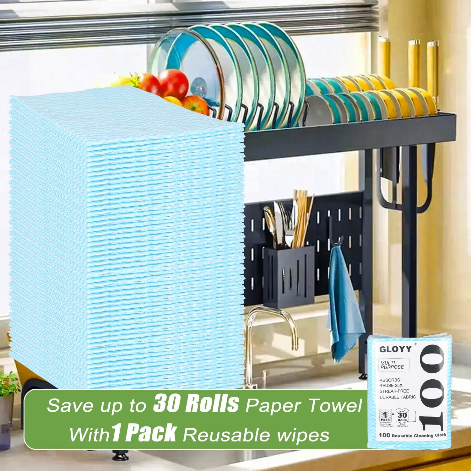 100 Count Disposable Cleaning Towels and Dish Cloths,Super Absorbent Dishcloths,Multi-Surface