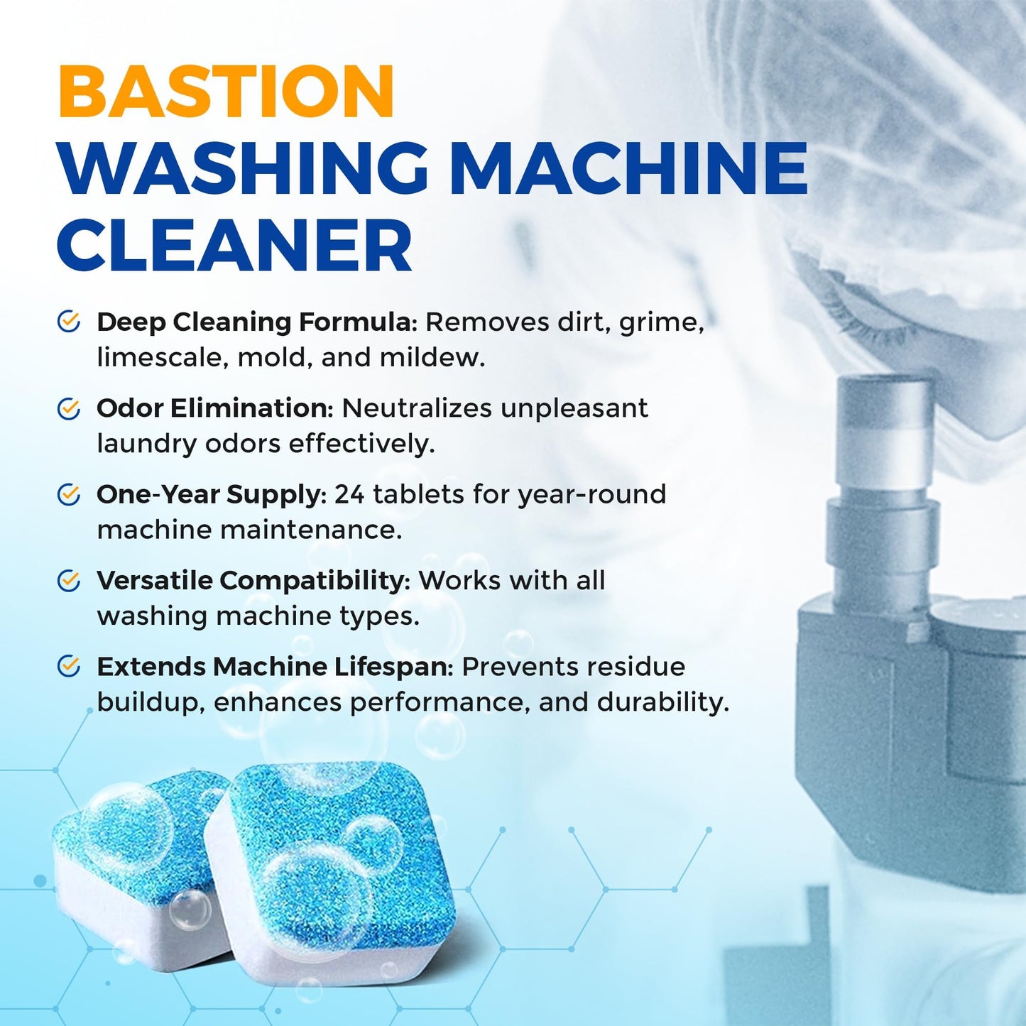 Washing Machine Cleaner Tablets 24 pack Powerful Descaler -Deep Cleaning for HE Front Loader & Top