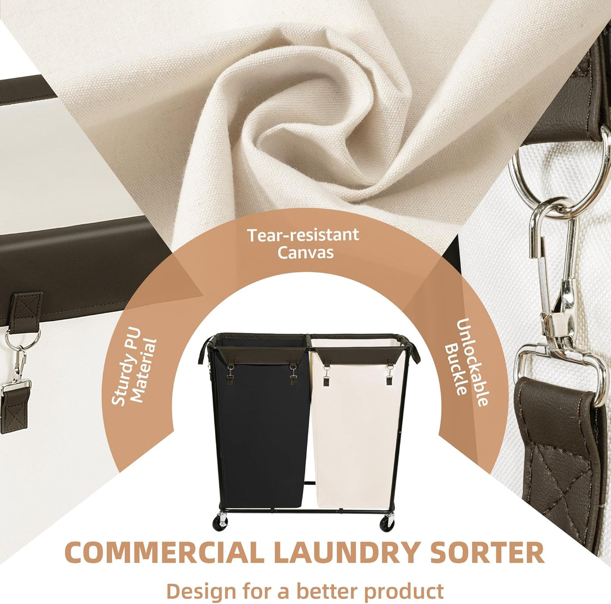 STORAGE MANIAC Commercial Laundry Hamper with Heavy Duty Steel Frame, 74 Gal. Industrial Laundry