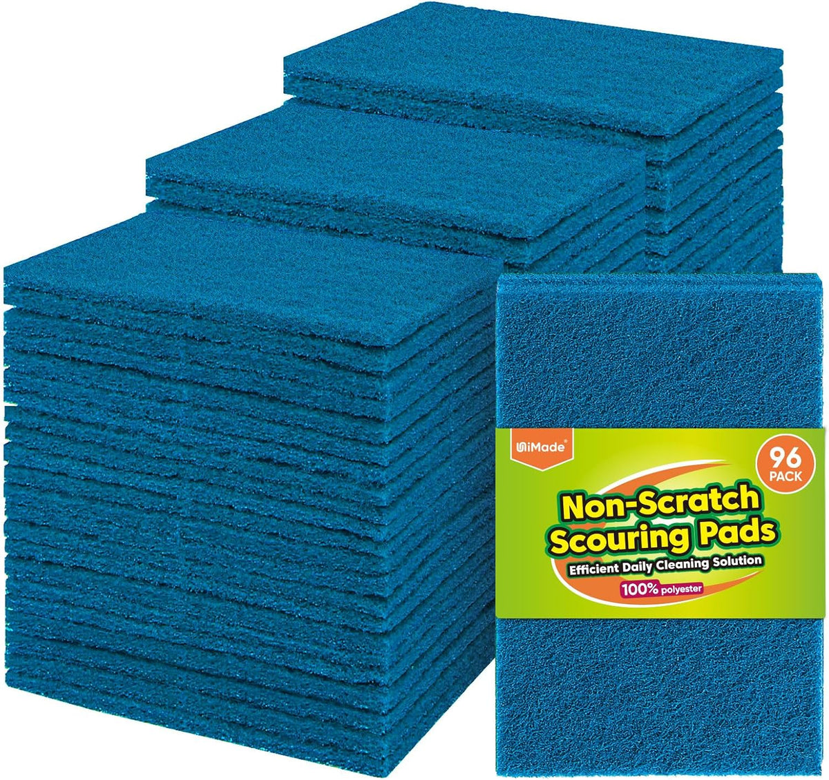 Non-Scratch Scouring Pads, 96Pcs Household Scour Pads for Kitchen, Garage and Outdoors, Reusable